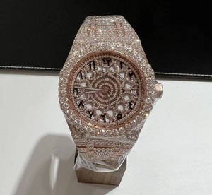 DAZZLING JEWELS นาฬิกาข้อมือหรูหราสำหรับทุกเพศ สีโรสโกลด์ สแตนเลสสตีล ประดับเพชร ขนาด 42 มม. ระบบอนาล็อก กลไกอัตโนมัติ กระจกแซฟไฟร์ กันน้ำ - Product Image 1