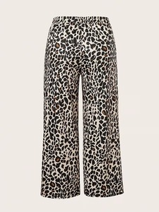 Women's Striped Leopard Print <b>Summer</b> Casual <b>Pants</b> with Mid Waist Drawstring Pockets 100% Cotton Loose Fit - Product Image 4