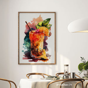 Arte Moderno en Lienzo para Cocina, Bodegón de Bebida Tropical, Pintura Vibrante de Cóctel, Decoración Ecléctica para Pared de Comedor - Product Image 2