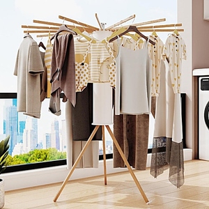 Luxury design Wooden rotary clothes <b>drying</b> <b>rack</b> tripod laundry indoor outdoor portable <b>drying</b> stand customization available - Product Image 4