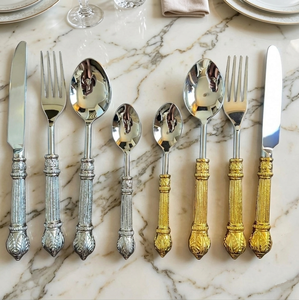 Premium Handcrafted Decorative Metal Cutlery 4-Piece/8-Piece Luxury Spoon Fork and Knife Set <b>Flatware</b> for Fine Dining - Product Image 2