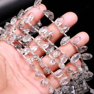 Perles de quartz naturel facettées en forme de marquise, perles de quartz à points, perles de pierres précieuses percées sur le côté pour la fabrication de bijoux 7x12-8x13MM 8 pouces - Product Image 5