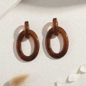 Pendientes de Diseño de Alta Gama, Estilo Lujoso, Joyería Artesanal, Pendientes de Resina Color Café, Pendientes Retro - Product Image 6
