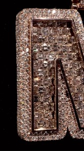 Pendentif Lettre Entièrement Sertie de Diamants de Laboratoire pour Femme, Bijoux Hip Hop Tendance, Plaqué Or Rose et Rhodium, Jay Balaji Diamonds India - Product Image 3