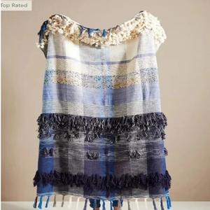 Manta Decorativa Tejida a Mano de Chenilla de Algodón con Borlas Estilo Boho – Manta Decorativa para Sofá y Hogar - Product Image 3