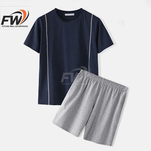 Conjuntos de verano para hombre, camisetas de manga corta y pantalones cortos, trajes de dos piezas, chándal transpirable, ropa informal masculina, conjuntos de hombre 100% algodón - Product Image 1