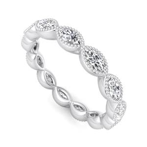 Bague d'éternité de luxe en or rose avec diamants taille marquise, sertie de milgrain <span class=keywords><strong>vintage</strong></span>, empilable, pour femme, bijoux de mode - Product Image 5