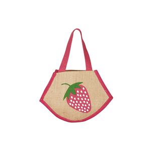 Vente en gros de sacs à provisions élégants en jute petit design rond imprimé fraise cadeau personnalisé à la mode pour les filles - Product Image 1