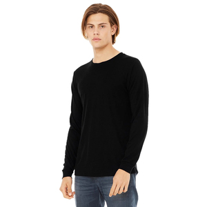 T-shirt à manches longues en coton de haute qualité, couleurs unies, pour hommes, impression, coupe ajustée, col rond, t-shirt de fitness pour hommes - Product Image 6