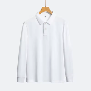 Nouveau T-shirt Polo Homme 2026 en Coton à Manches Longues, Coupe Ample, Motif Uni, Tricoté, Hiver, Col Revers, Spandex - Product Image 1