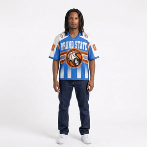 Camiseta de fútbol vintage personalizada al por mayor, camiseta de malla holgada, ropa deportiva de sublimación para equipos, polos con cuello vuelto - Product Image 5