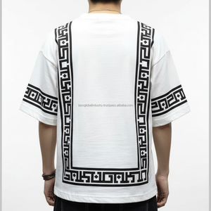 เสื้อยืดผู้ชายทรงหลวมสีดำ พิมพ์ลายตามสั่ง รับผลิตแบบ OEM ขายส่ง - Product Image 3