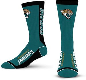 Chaussettes de sport Jacksonville Jaguars, bleu sarcelle et noir, en coton, avec motif brodé de la mascotte, durables, lavables en machine, vêtements d'équipe, grande taille - Product Image 1