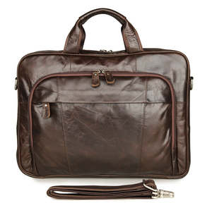 Handmade Top Grain Leather <b>Briefcase</b> Vintage Style Mens Laptop Bag Premium Multi Pocket Business Work Bag with Shoulder Strap - Product Image 1