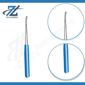 Élévateur périostal courbé manuel en acier inoxydable 5x25mm avec poignée en acétal bleu Suregrip 185mm de long, instrument chirurgical certifié CE - Product Image 3