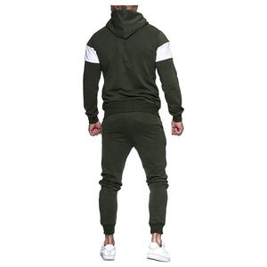 Chándal deportivo 100% de algodón personalizable para hombre, para entrenar, correr, temporada de primavera, conjunto de dos piezas con logotipo en blanco, chándal liso - Product Image 6