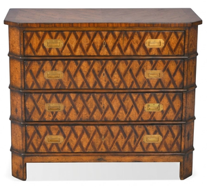 Antique Lattice Inlay Wood <b>Chest</b> Of Drawers Classic Solid Wood 4 Drawer <b>Storage</b> Cabinet Luxury Bedroom Furniture Accent Dresser - Product Image 2