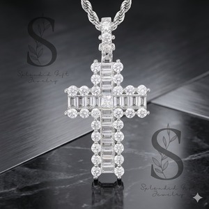 Nouveau Collier Pendentif Croix Bling CZ Iced Out Couleur Argent Charme Mode Hommes Femmes Bijoux Hip Hop Cadeau - Product Image 1