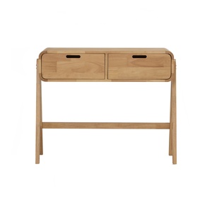 Modern Contemporary Natural Oak Solid Wood <b>Console</b> <b>Table</b> Entryway <b>Table</b> Drawers <b>Storage</b> Round Corner Style for Living Room Use - Product Image 4