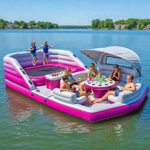 Île flottante gonflable Aqua Party avec tente, plateforme et bar, garantie 1 an, capacité 5-10 personnes, en PVC - Product Image 1