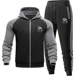 Ensemble de survêtement unisexe GYM Active pour homme : jogging, sweat à capuche oversize et pantalon de survêtement en coton deux pièces - Product Image 1