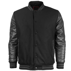 High Quality Canvas Turn-down Collar Varsity <b>Jacket</b> Premium Wool Winter Bomber Coat Casual <b>Baseball</b> Uniform Front Premium - Product Image 1