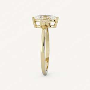 Anillo de compromiso de oro de 14k y 18k con diamante marquise baguette cultivado en laboratorio de 0.87 quilates, anillo de boda solitario de tres piedras con engaste en V para mujer - Product Image 5