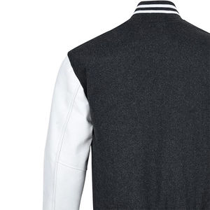 Stylish letterman varsity jacket for <b>men</b> contrast sleeves snap front cozy wool blend perfect casual wear - Product Image 5
