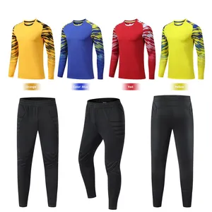 Premium Quality Custom Printed Soccer Jersey <b>Padded</b> Football Shirt Adult Men's Long Sleeve Goalkeeper OEM 100% Polyester - Product Image 1