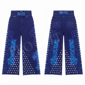 Pantalones de Moda Urbana de Pierna Ancha con Efecto Desgastado, Diseño de Logotipo Personalizado, Algodón Cómodo, para Todas las Temporadas - Product Image 2