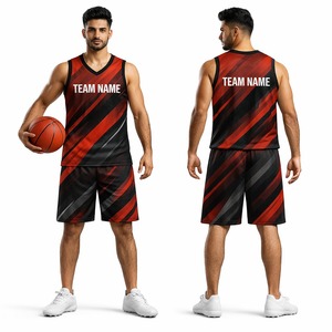 Tenue de basket-ball sur mesure respirante grande taille pour l'été, vêtements d'équipe 100% polyester, uniforme de basket-ball pour hommes pour le sport - Product Image 1