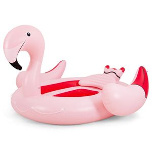 Île flottante gonflable en forme de flamant rose pour 6 personnes avec 6 porte-gobelets pour piscine et rivière, produits gonflables - Product Image 1