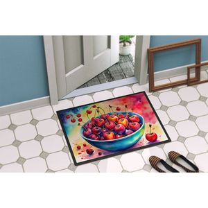 Felpudo antideslizante de cerezas coloridas para interiores/exteriores, lavable, de pila baja, 24H X 36W, felpudo para puerta Delantera para entrada - Product Image 4