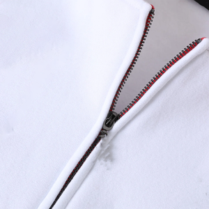 เสื้อแจ็คเก็ตซิปผ้าฟลีซสีขาวทูโทน AKA Psi - เสื้อแจ็คเก็ตบอมเบอร์แบบยูนิเซ็กซ์สีแดงเข้มและสีครีม สไตล์ Letterman สำหรับสตรีทแวร์และกิจกรรมกลางแจ้ง - Product Image 4