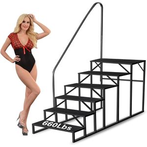 Scaletta per Piscine Fuori Terra e Vasche Idromassaggio, Robusta Scala a 6 Gradini con Corrimano per Uso Esterno - Product Image 1