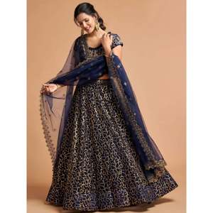 Marvelous Blue <b>Sequins</b> Net Plus Size Lehenga Choli for Party Wear - Product Image 1
