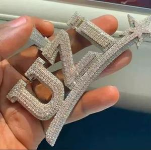 Pendentif en argent 925 plaqué or avec moissanite véritable taille ronde 3,50 carats, lettre personnalisée pour fêtes et breloques, pendentifs et breloques raffinés - Product Image 3