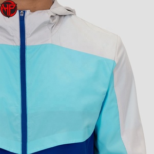 ชุดเซ็ตเสื้อแจ็คเก็ตและกางเกงขาสั้นไนลอนแบบซิป Unisex ขายส่ง ชุดลำลองสำหรับผู้ชายใส่เล่นกีฬาวิ่งในฤดูร้อน ชุดเซ็ตเสื้อแจ็คเก็ตและกางเกงขาสั้นสีตัดต่อ - Product Image 2