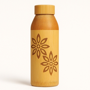 Custom Engraved Natural Bamboo Water Bottle | Eco-Friendly Reusable Drink Bottle for Outdoor Home Use | OEM Private Label - Product Image 1