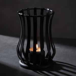 Portavelas de Alambre Metálico Negro Mate Moderno, Linterna Minimalista para Velas de Té, Centro de Mesa Decorativo para Hogar, Hotel, Bodas y Eventos - Product Image 2