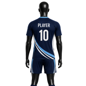 Uniforme de volley-ball d'équipe personnalisé, manches longues, bleu et blanc, impression de numéros, antibactérien, séchage rapide, unisexe - Product Image 2