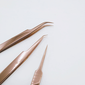 Pinces à épiler professionnelles en acier inoxydable pour extensions de cils, étiquette privée, ensemble de pinces à épiler de couleur personnalisée, miroir pour cils, logo personnalisé - Product Image 3
