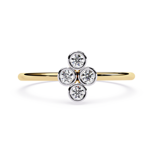 Anillo apilable de oro macizo de 14k para mujer con cuatro diamantes redondos engastados en bisel, ideal para regalo, compromiso, aniversario o boda. - Product Image 1