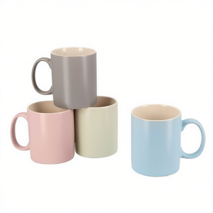4 Assorted 330ml Ceramic Cups Straight Single-Color <b>Mugs</b> - Product Image 2