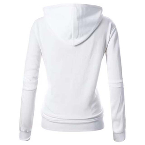 Sweat-shirts à capuche pour femmes, blancs, à manches longues, faible MOQ, en molleton de coton respirant, zippés, décontractés, unis, tricotés, pour femme - Product Image 2