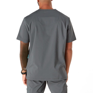 Conjunto de Uniforme Médico para Hombre, Cuello en V, Color Gris, Poliéster Tejido, con Bolsillos - Product Image 2