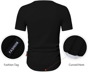 JMIERR Men's Muscle Slim Henley Shirts Crewneck Longline <b>T</b>-Shirt Gym Workout Athletic Shirt Tees with Button - Product Image 3