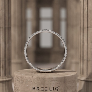 Anillo de Oro Sólido de 14K con Diamantes Cultivados en Laboratorio, Banda Ancha con Borde de Diamantes, Anillo de Boda Moderno Unisex, Joyería Fina - Product Image 5