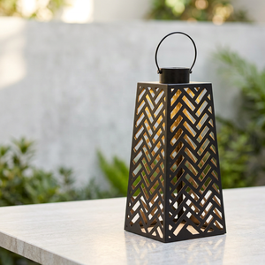 Handmade Home and Garden Decorative Dual Tone Metal <b>Candle</b> <b>Holder</b> <b>Lantern</b> with Custom Cutwork - Product Image 1