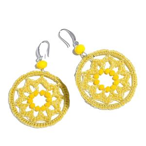 Pendientes Redondos de Color Amarillo, Último Modelo, Joyería Decorativa para Mujer, Artesanía, Venta al por Mayor de la India, Hecho en India - Product Image 1